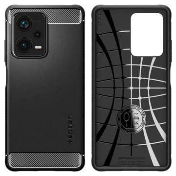 Spigen Rugged Armor Handyhülle Schutzhülle für Xiaomi Redmi Note 12 Pro Plus 5G Mattschwarzes Glas