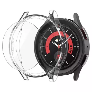 Spigen Thin Fit Hülle mit gehärtetem Glas für Samsung Galaxy Watch 5 Pro (45mm) Crystal Clear