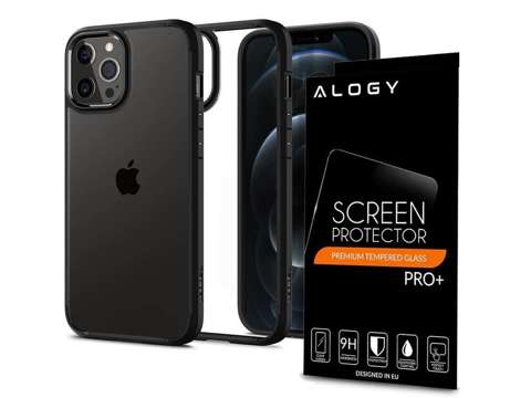 Spigen Ultra Hybrid Hülle für Apple iPhone 12/12 Pro 6.1 Mattschwarz Alogy Glas