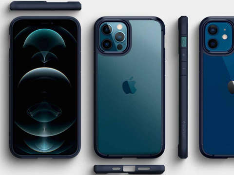 Spigen Ultra Hybrid Hülle für Apple iPhone 12/12 Pro 6.1 Navy Blue Alogy Glas