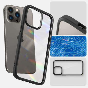 Spigen Ultra Hybrid Hülle für Apple iPhone 14 Pro Mattschwarzes Glas