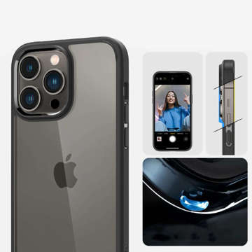 Spigen Ultra Hybrid Hülle für Apple iPhone 14 Pro Mattschwarzes Glas