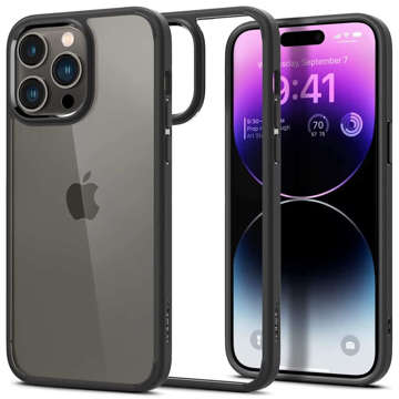 Spigen Ultra Hybrid Hülle für Apple iPhone 14 Pro Mattschwarzes Glas