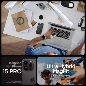 Spigen Ultra Hybrid Mag MagSafe Hülle für Apple iPhone 15 Pro Graphit