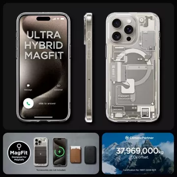 Spigen Ultra Hybrid Mag Safe Hülle für Apple iPhone 15 Pro Max Zero One Natürliches Titan