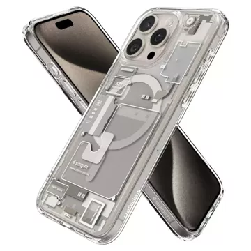 Spigen Ultra Hybrid Mag Safe Hülle für Apple iPhone 15 Pro Max Zero One Natürliches Titan