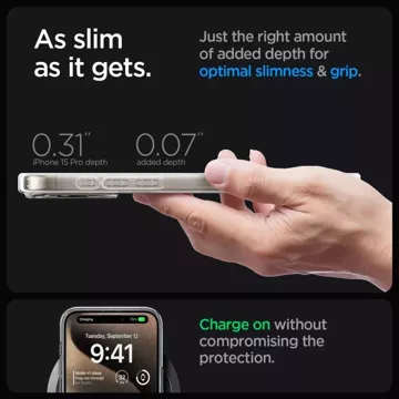 Spigen Ultra Hybrid Mag Safe Hülle für Apple iPhone 15 Pro Zero One Natürliches Titan