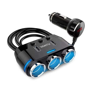 Splitter Splitter KFZ Adapter für Zigarettenanzünder 2x USB Ladegerät 12V 24V 3.1A Schwarz