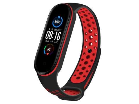 Sportarmband Alogy Band für Xiaomi Mi Band 5 schwarz und rot 5x Alogy Folie