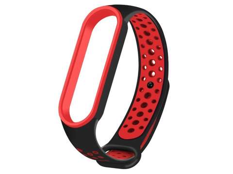 Sportarmband Alogy Band für Xiaomi Mi Band 5 schwarz und rot 5x Alogy Folie