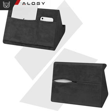 Ständer, Ständer, Kissen, Tablet-Telefonhalter, tragbar, bequeme Unterstützung mit Taschen, Alogy Black