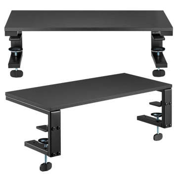 Stehtischregal für Monitor Laptop Computer verstellbar an der Tischplatte Ergo Clamp Riser Black