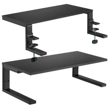 Stehtischregal für Monitor Laptop Computer verstellbar an der Tischplatte Ergo Clamp Riser Black