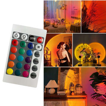 Sunset-Projektorlampe, LED-Nachtlicht, Alogy Sunset-Fernbedienungsständer, verstellbar, USB, Schwarz