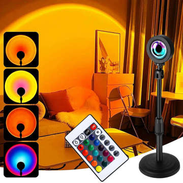 Sunset-Projektorlampe, LED-Nachtlicht, Alogy Sunset-Fernbedienungsständer, verstellbar, USB, Schwarz