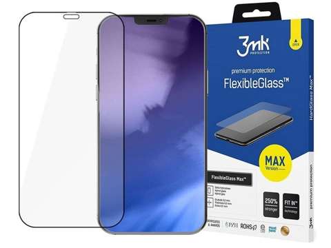 Szkło 3mk Flexible Glass Max 7H für Apple iPhone 12/ 12 Pro 6.1 Schwarz