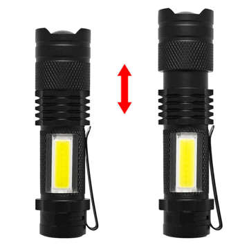 Taktische Taschenlampe Classic LED Light COB XPE Mini Lamp Metal Pocket Zoom Schwarz