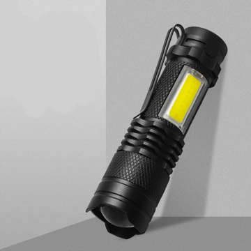 Taktische Taschenlampe Classic LED Light COB XPE Mini Lamp Metal Pocket Zoom Schwarz