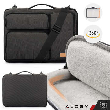 Tasche Hülle für MacBook Air/Pro, Laptop, 15,6" Alogy Tablet mit Schultergurt Schwarz