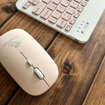 Tastatur-Maus-Set, kabellose Maus für Laptop, PC, Bluetooth, AN-030, Silent Slim, Rosa und Weiß