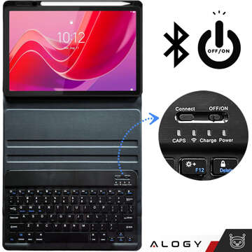 Tastaturhülle für Lenovo Tab M11 10,95 Zoll TB330FU / TB330XU / TB331FC Bluetooth-Tastaturhülle Alogy Black Glass Stylus