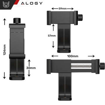 Telefonadapterhalter für Selfie-Stick-Stativ 1/4 drehbar 360 ​​universell Alogy schwarz