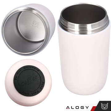 Thermobecher-Thermoskanne mit Ausgießer und Strohhalm für Kaffee, Yerba-Mate-Tee, 480 ml, Vakuumflasche Alogy Steel Pink