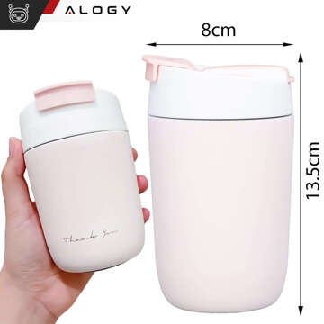 Thermobecher-Thermoskanne mit Ausguss und Strohhalm für Kaffee, Yerba-Mate-Tee, 360 ml, Vakuumflasche Alogy Steel Pink