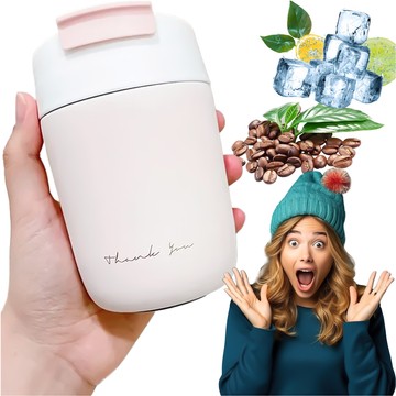 Thermobecher-Thermoskanne mit Ausguss und Strohhalm für Kaffee, Yerba-Mate-Tee, 360 ml, Vakuumflasche Alogy Steel Pink