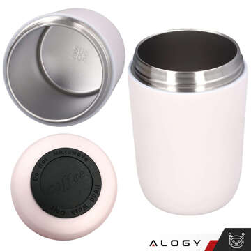 Thermobecher-Thermoskanne mit Ausguss und Strohhalm für Kaffee, Yerba-Mate-Tee, 360 ml, Vakuumflasche Alogy Steel Pink