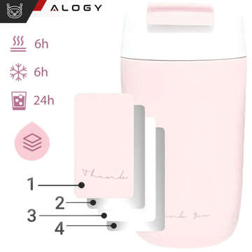 Thermosbecher mit Ausgießer und Strohhalm für Kaffee, Yerba-Mate-Tee, 360 ml, Alogy-Vakuumflasche, Stahl, Pink, Waschbürste