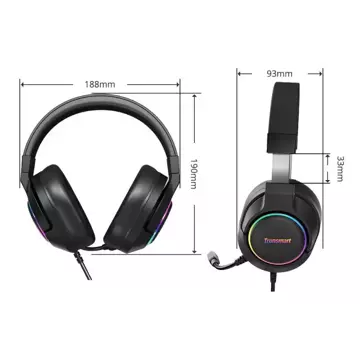 Tronsmart Sparkle RGB kabelgebundener Around-Ear-USB-Kopfhörer mit Mikrofon und Fernbedienung für Gamer schwarz (467600)