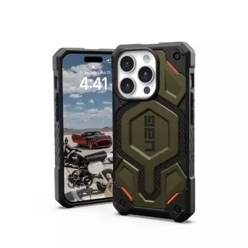 UAG Monarch Pro Hülle – Schutzhülle für iPhone 15 Pro, kompatibel mit MagSafe (Kevlar-Element grün)