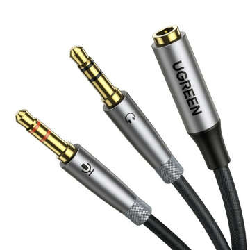 UGREEN AV192 AUX-Audio-Splitter, Kopfhörermikrofon auf 3,5-mm-Miniklinkenkabel (grau)