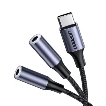 UGREEN Adapter für Kopfhörer mit USB Typ C auf 2x 3,5 mm Miniklinke schwarz (CM445)