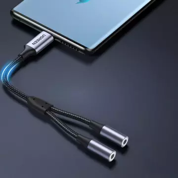 UGREEN Adapter für Kopfhörer mit USB Typ C auf 2x 3,5 mm Miniklinke schwarz (CM445)