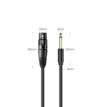 "UGREEN Audiokabel XLR Mikrofonkabel (weiblich) - 6,35 mm Klinke (männlich) 2 m schwarz (20719 AV131)"