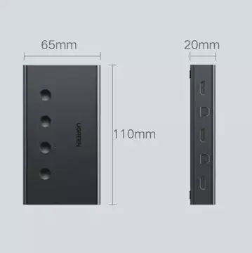 UGREEN KVM Switch (Keyboard Video Mouse) 4 x 1 HDMI (weiblich) 4 x USB (weiblich) 4 x USB Typ B (weiblich) schwarz (CM293)