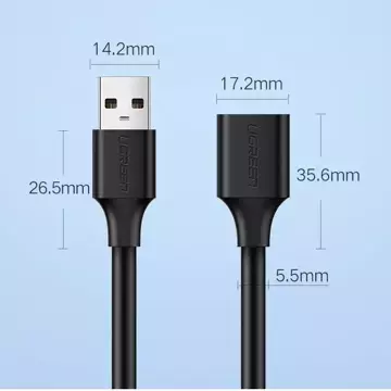 UGREEN Kabel Verlängerungskabel USB 3.0 (weiblich) - USB 3.0 (männlich) Adapter 1,5 m schwarz (US129 30126)