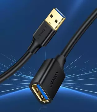 UGREEN Kabel Verlängerungskabel USB 3.0 (weiblich) - USB 3.0 (männlich) Adapter 1,5 m schwarz (US129 30126)