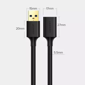 UGREEN Kabel Verlängerungskabel USB 3.0 (weiblich) - USB 3.0 (männlich) Adapter 1,5 m schwarz (US129 30126)