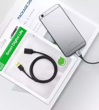 UGREEN Kabel Verlängerungskabel USB 3.0 (weiblich) - USB 3.0 (männlich) Adapter 1,5 m schwarz (US129 30126)