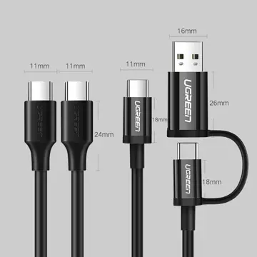 UGREEN USB Typ C Kabel zum Laden und Datentransfer 3A 1,5m schwarz (US286)