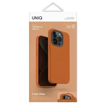 UNIQ Lino Hue Hülle für iPhone 15 Pro 6,1" Magclick Charging Orange/Sunset Orange