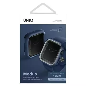 UNIQ Moduo Schutzhülle für Apple Watch Series 4/5/6/7/8/SE 44/45mm blaugrau/blaugrau