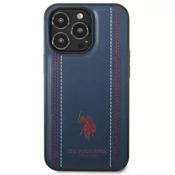 US Polo Leather Stitch iPhone 14 Pro 6,1" Handyhülle Marineblau/Marineblau