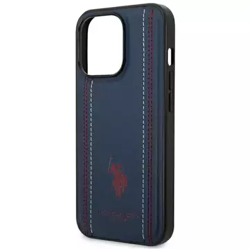 US Polo Leather Stitch iPhone 14 Pro 6,1" Handyhülle Marineblau/Marineblau