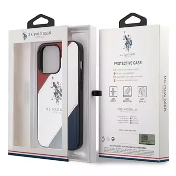 US Polo Tricolor geprägte iPhone 14 Pro 6,1" Handyhülle Weiss weiss