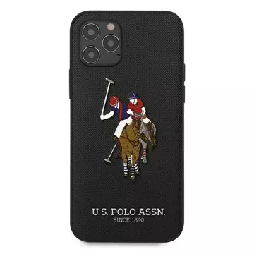 US Polo USHCP12LPUGFLBK Handyhülle für Apple iPhone 12 Pro Max schwarz/schwarz Polo Embroidery Collection