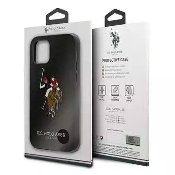 US Polo USHCP12LPUGFLBK Handyhülle für Apple iPhone 12 Pro Max schwarz/schwarz Polo Embroidery Collection